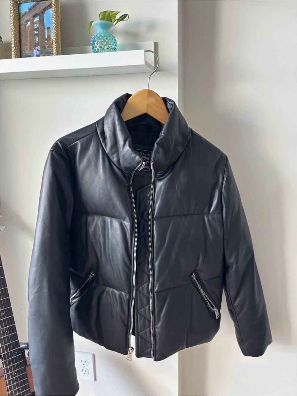 Levi's Black Leather Puffer Jacket